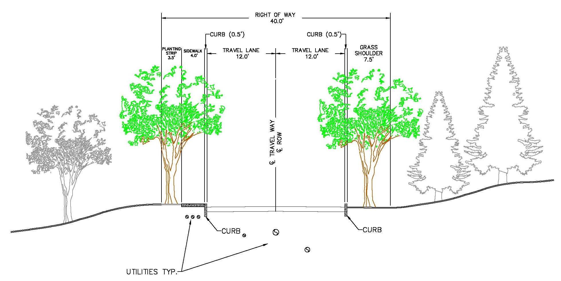 Subdivision Road Scenario 3 Tree Canopy BMP